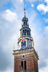 Fototapeta na wymiar tower of the town hall of dutch city alkmaar