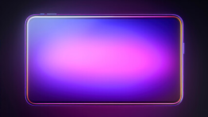 Neon rectangle frame in purple and violet colors.