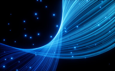Abstract glowing particles trail, magic glow energy motion particles.