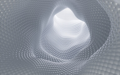 Abstract white tunnel, white wormhole, 3d rendering.
