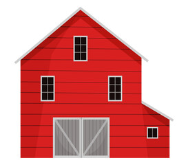 Barn icon. Farmyard architecture building. Cartoon farm shed. Wooden stable in rustic retro style.  illustration in flat style on white background