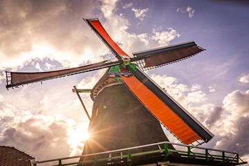 traditional dutch windmill from below 