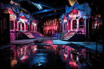 Creepy Carnival Funhouse Background Created with Generative AI