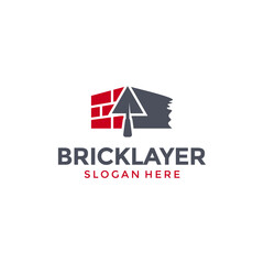 Home plastering logo design vector. Exterior and interior house work logo construction with Brick and trowel icon vector template	
