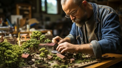 Diligent Work: Man Engaged in Project