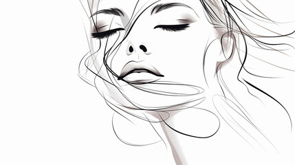 Fototapeta premium beleza da mulher estética Desenho de uma linha isolado em fundo branco