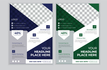 Simple and minimal creative modern digital marketing agency flyer template with two colors