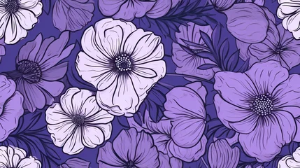 Rucksack  a bunch of flowers that are on a purple background with white and purple flowers.  generative ai © Anna
