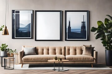 Frames mockup, couch and frames mockup, living room photo mockup, picture frame template