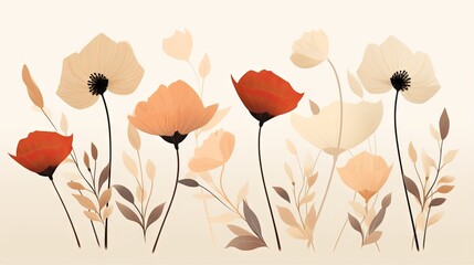  a bunch of flowers that are on a white background with a brown border.  generative ai