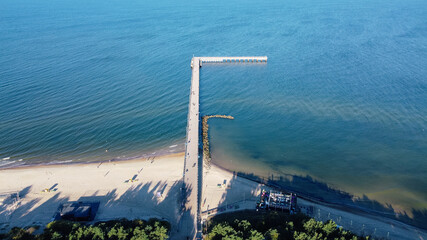 Palanga Lithuania, baltic sea, sandy beach. Drone view, aerial - obrazy, fototapety, plakaty