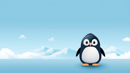  a penguin is standing in the middle of a snowy landscape.  generative ai