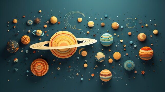  an image of a solar system with many planets and stars.  generative ai