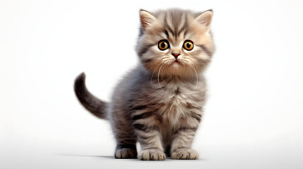 Cat kitty smile, playing in the park, on white background, Generative ai illustration.	
