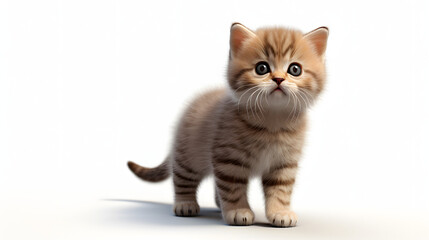 Cat kitty smile, playing in the park, on white background, Generative ai illustration.	
