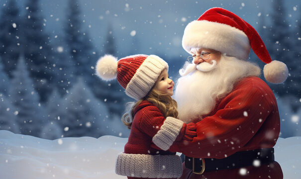 Weihnachtsmann mit kleinen Mädchen 