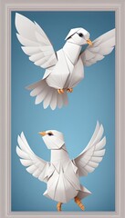 Smartphone wallpaper International Day of Peace, December 21st, origami dove isolated on light blue background, abstract