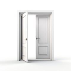 Open white door on isolated white background