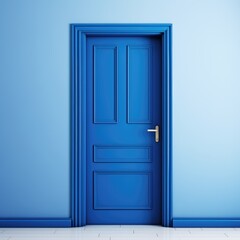 Blue door in a blue wall