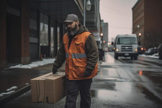 A Delivery Man Out Doing His Rounds, Dropping Off Packages