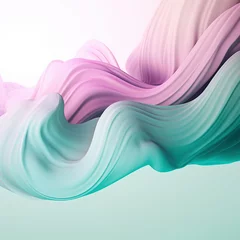 Keuken spatwand met foto Abstract pastel colors 3d background. 3d wave banner. Abstract three-dimensional background in soft pastel colors © BHM