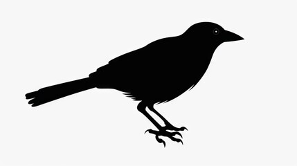 Obraz premium a black bird sitting on top of a white background in silhouette. generative ai