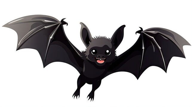  a cartoon bat flying with its wings spread out and eyes closed.  generative ai