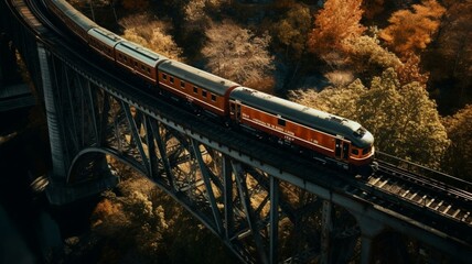 Fototapeta premium Train on the bridge