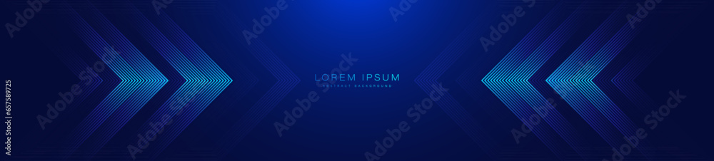 Canvas Prints abstract dark blue horizontal banner background with geometric lines. modern shiny blue arrow lines 
