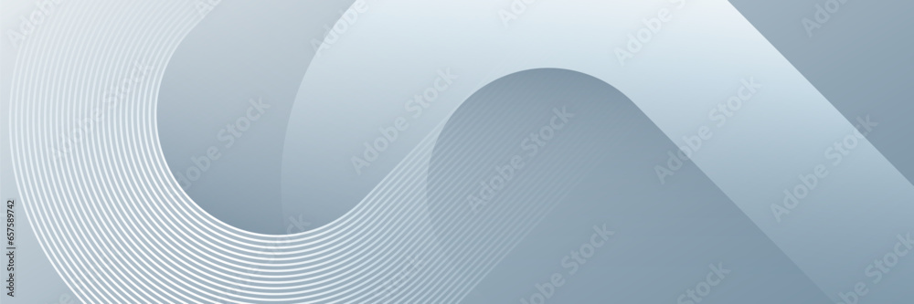 Wall mural abstract white and grey gradient geometric background. modern shiny white diagonal rounded lines pat