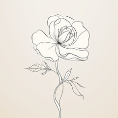 continuous line art drawing style.  flowering plant black linear sketch