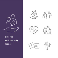 離婚・親権・財産分与に関するラインアイコンセット