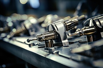 Macro view industrial tool of metal processing and steel manufacturing