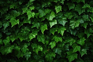 Obraz premium Lush greenery. Ivy covered garden wall. Nature tapestry. Fresh leaves on wall. Summer greens. Close up of leaf on fence. Botanical beauty. Vibrant patterns
