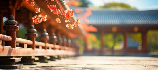 Japanese shinto temple. Generative AI technology. - obrazy, fototapety, plakaty