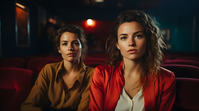 Cinematic Bliss: Lesbian Couple Lost in Movie Magic at the Theater