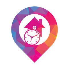 Time House Icon Logo Design Element. House Time Icon Logo Design.