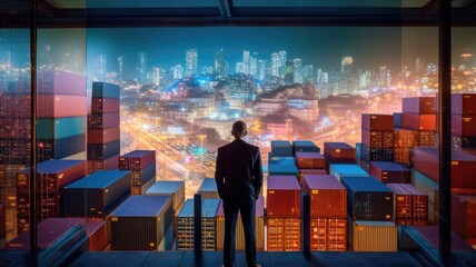 Visualize a person navigating export regulations and customs procedures to access global markets