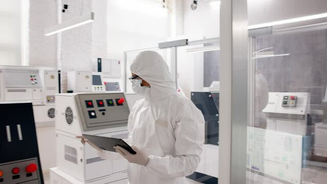 Pharmaceutical Industry Manufacturing Factory. Medical Engineer