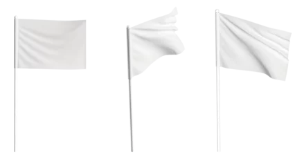 Fotobehang White Flag waving in the wind on flagpole. Isolated flag © Marko