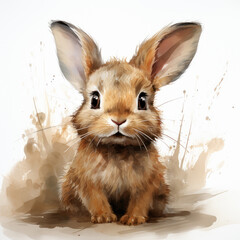Obraz premium watercolor Cuddly Bunny clipart, Generative Ai