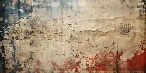Foto auf Alu-Dibond Alte schmutzige strukturierte Wand Generative AI, Newspaper or paper grunge vintage old aged texture background