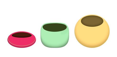 set of vases variety of shape and color yellow, green, red, oval, square, ball png