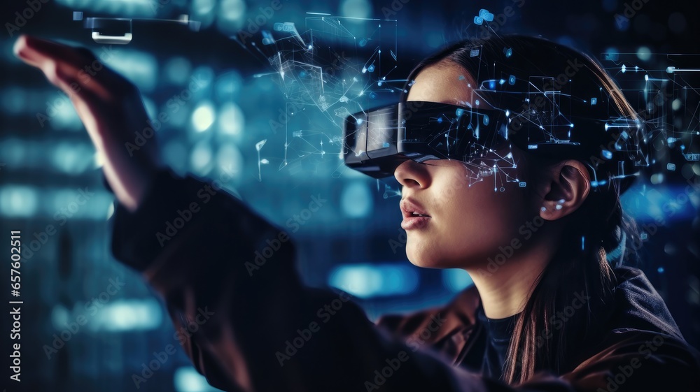 Leinwandbilder an image of a person using augmented reality (ar) glasses, representing technological solutions for 