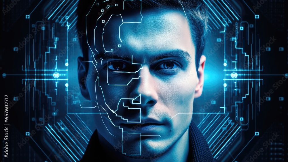 Leinwandbilder Visualize a person using biometric authentication methods for secure access and identity verification