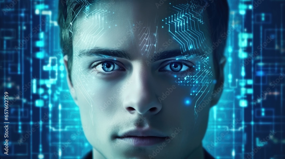 Leinwandbilder Visualize a person using biometric authentication methods for secure access and identity verification