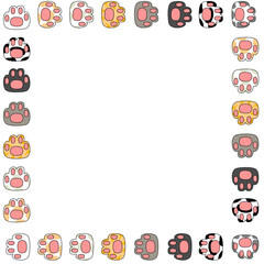 set of cute cat feet doodle art design