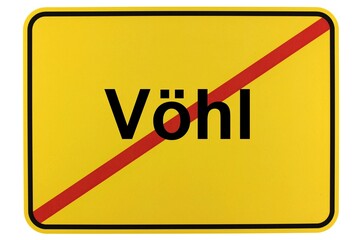Illustration eines Ortsschildes der Gemeinde Vöhl in Hessen