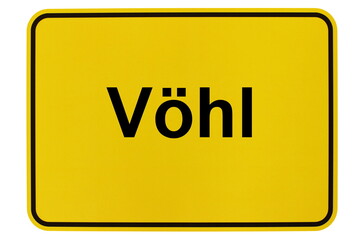 Illustration eines Ortsschildes der Gemeinde Vöhl in Hessen