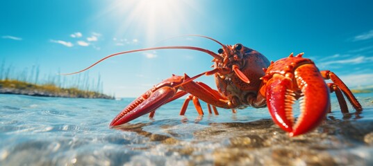 Closeup lobster. Generative AI technology.